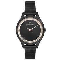 Relógio Analógico Feminino Daniel Klein DK.1.12701-5 Premium Ladies / Pulseira de Malha - Preto