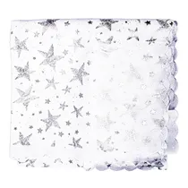 Toalha de Mesa Natal Branco com Estampa de Flocos Prateado 150X220CM
