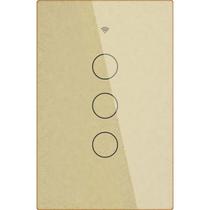 Interruptor de Luz Inteligente Moes WS-US3-L Wi-Fi RF 3 Botoes - Dourado