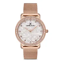 Relógio Analógico Feminino Daniel Klein DK.1.12730-2 Premium Ladies / Pulseira de Malha - Rose Gold