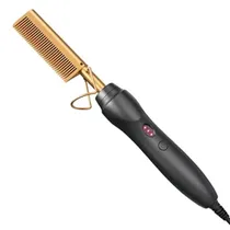 Escova Alisadora Sonar SN-5248 / 160ºC ~ 200ºC / 110-220V ~ 50/ 60HZ - Preto/ Dourado