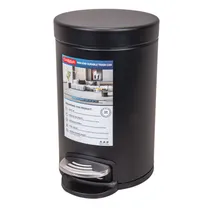 Lixeira de Aço Inox Redonda 3L Preto Fosco