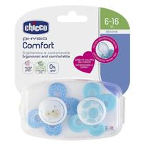 Chicco Nursery Chupete Comfort Azul Sil. 6-16M 2 Un. Detalles En El Producto 6-16M Azul