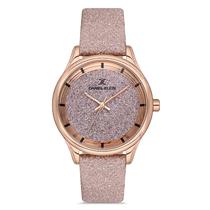 Relogio Analogico Feminino Daniel Klein DK.1.12667-2 Premium Ladies / Pulseira de Couro - Rose Gold Glitter