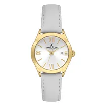 Relogio Analogico Feminino Daniel Klein DK.1.13921-4 Premium Lady / Pulseira de Couro - Douraado/Branco