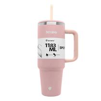 Terrano Termos Y Vasos Spotie Cup 1.183ML Acero/Metal Vaso - Pajita - Tapa Rosa