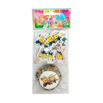 Kit Party Flavor Toppers e Forminhas para Cupcake Minions 24PCS