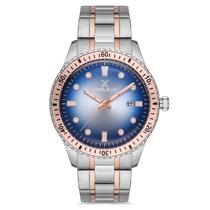 Relogio Analogico Masculino Daniel Klein DK.1.12682-5 Premium Gents / Pulseira de Aco Inoxidavel - Prata/Rose/Azul