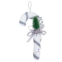 Enfeite Bengala Natal Prata/Branco 17×8 CM 2X1