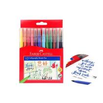 Faber Castell Marcador Caligrafia Brush Pen Caja Carton 12 Colores Rojo