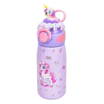 Garrafa Térmica com Bico e Design de Unicórnio 400ML - Lilás