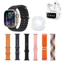 Smartwatch H500 Ultra 3 - Bluetooth - com Fone de Ouvido e Kit de Pulseiras - Prata