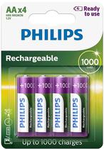 Pilhas Recarregaveis Philips AA R6B4RTU25/97 1000MAH - 4 Unidades