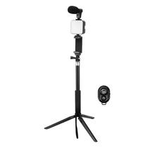 Bastao de Selfie Satellite A-RM4900Z - com Luz LED e Microfone - Bluetooth - Tripe - Preto