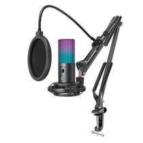 Microfone Condensador Fifine T669 Pro 3 RGB com Kit de Streaming e Podcast - Preto