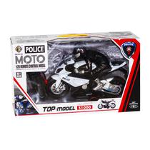 Toy Moto Police Top-Model S1000 565-R4 com Controle Remoto - Branco