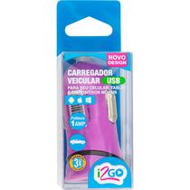 Carregador Veicular I2GO I2GCAR012PU USB - Roxo