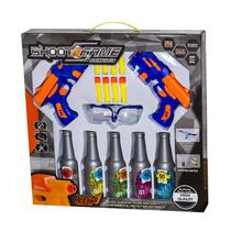 Kit de 2 Pistolas Shoot Game com 5 Garrafa de Tiro / 8 Municoes - Azul/Laranja