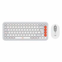 Kit Teclado e Mouse Logitech Pop Icon 920-013053 Sem Fio Espanhol - Branco