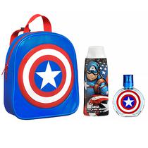 Kit Perfume Infantil Marvel Capitan America Edt 50 ML + Gel de Banho + Mochila