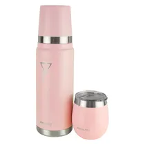 Garrafa Térmica Hydrate Termo Mate com Cuia - 1.2L e 267ML - Rosa Pastel