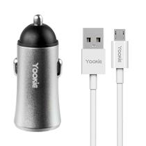 Carregador Veicular Yookie PC1 - 2X USB - com Cabo USB Micro USB - 2.4A - Prata