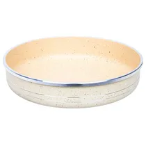 Assadeira Redonda de Granito Creme - 28 CM