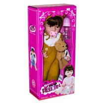 Boneca Bebe Reborn Menina XBY5502 de Silicone com Acessorios Varios