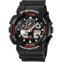 Relogio Casio G-Shock GA-100-1A4NDR Masculino Analogico/Digital - Preto/Vermelho