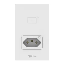 Interruptor de Parede 4LIFE Wi-Fi Smart Wall 1 Gang Light Touch Switch + Socket FLT11GWW / com 1 Botão / Bluetooth / Compativel com Alexa e Google Home / 100-240V ~50/ 60HZ / App Smart Life - Branco
