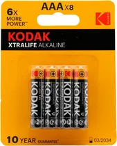 Pilha Kodak Xtralife Alkaline - AAAX8 (8 Unidades)