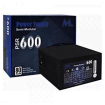 Fonte 600W Mtek PSR600 80PLUS 24P Semimodula /Iva