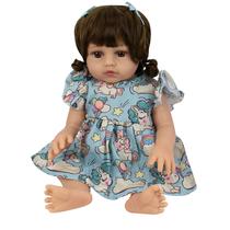 Boneca Baby Reborn V-40 - 48CM - Silicone - Vestido Unicornio Arco-Iris