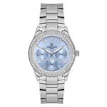 Relogio Analogico Feminino Daniel Klein DK.1.13879-3 Exclusive Ladies / Pulseira de Aço Inoxidável - Prata/Azul Claro
