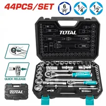 Jogo de Sockets Total 1-2" + 1-4" 44 Peças