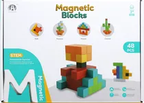 Cubos Magnéticos de Construção Magnetic Blocks Chuang Huang - CH1232 (48 Pçs)