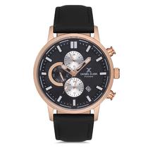 Relogio Analogico Masculino Daniel Klein DK.1.12707-3 Exclusive Gents / Pulseira de Couro Genuino - Preto/Rose Gold