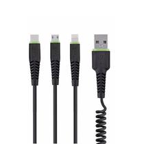 Budi Cabo 3 Em 1 Type c/Lightning/Microusb 2M Preto