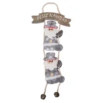 Enfeite de Pendurar de Natal Papai Noel e Placa “Feliz Navidad” 20X40 CM