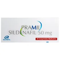 Quimfa Pramil Sildenafil 50 MG 20 Comp Plastico Blanco