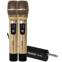 Microfone Prosper P-6188 com Fio 2 Em 1 / Unidirecional / Uhf - Dourado