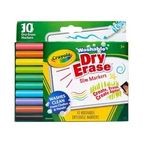Marcadores Crayola Washable DRY Erase Slim Markers 58-7734 10 Unidades