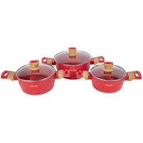 Jogo de Panelas Ucc Life Rojo de Indução com 6PCS 3 Panelas com Tampa 20/22/24CM