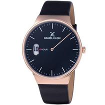 Relogio Analogico Daniel Klein Fiord DK11908-3 Masculino Pulseira de Couro - Preto e Rosa Ouro