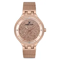 Relógio Analógico Feminino Daniel Klein DK.1.12683-2 Premium Ladies / Pulseira de Aço Inoxidável - Rose Gold Glitter