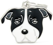 Medalha de Identificacao Myfamily Friends Cao Amstaff Preto e Branco MF80WHITEBLACK