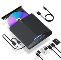 DVD-RW Lector Y Gravador DVD Externo Multi-Function USB/USB-C 4USB 3.0/ Lector Memoria XD013 Negro