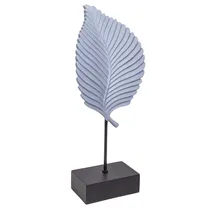 Estátua Decorativa Na Forma de Folha 41 CM Cinza