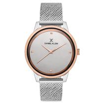 Relogio Analogico Feminino Daniel Klein DK.1.12686-5 Premium Ladies / Pulseira de Malha Metalica - Prata/Rose Gold