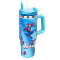 Copo Térmico Spider-Man com Canudo 800ML - Celeste